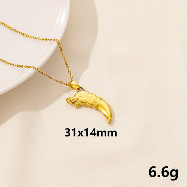 304 Stainless Steel Wolf Tooth Pendant Necklace