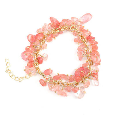 Synthetic Watermelon Stone Glass Bead Bracelets