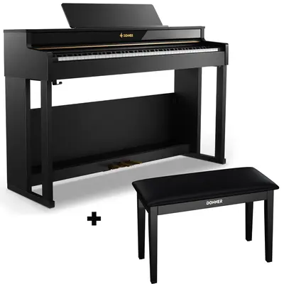 Donner DDP-400 Professional Digital Piano - Black / Piano+Two-Seater Bench