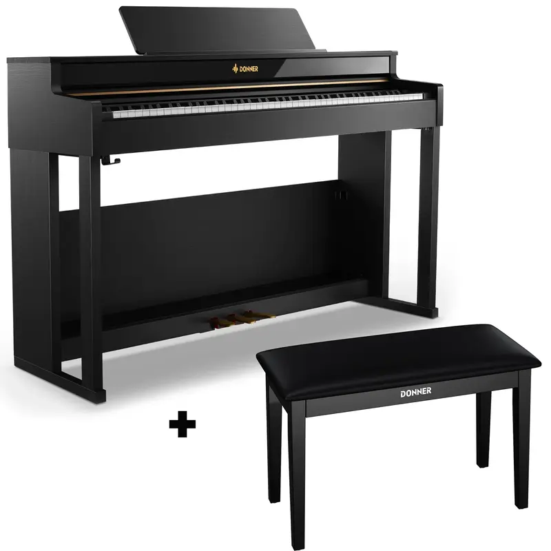 Donner DDP-400 Professional Digital Piano - Black / Piano+Two-Seater Bench