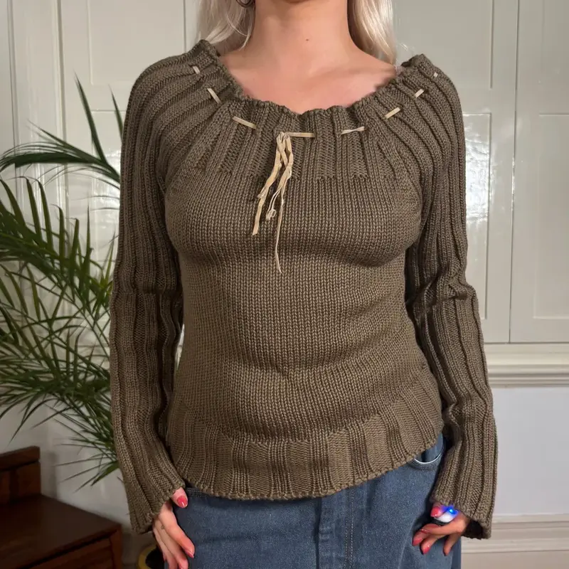 Mazel Jumper - Small Brown Merino Wool Blend