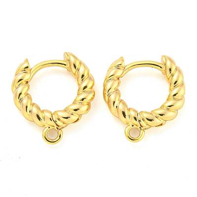 Brass Hoop Earring Findings with Latch Back Closure