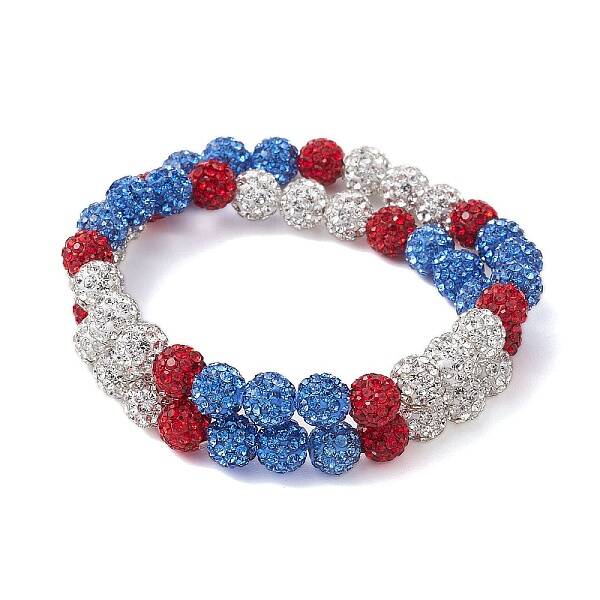 8mm Round Polymer Clay Rhinestone Wrap Bracelets