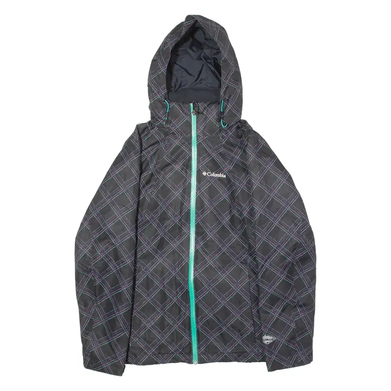 COLUMBIA Womens Ski Jacket Black Hooded Diamond XS