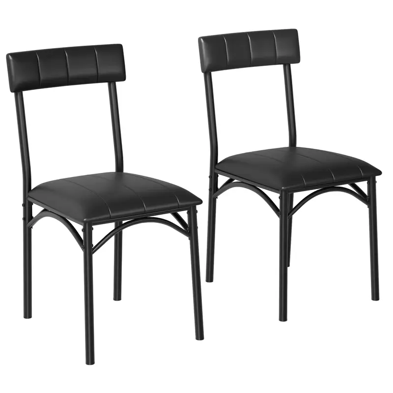 Garvee Dining Chairs Set of 2, Upholstered Dining Chairs with Back, PU Leather Kitchen Dining Chair, Classic Black Chairs for...