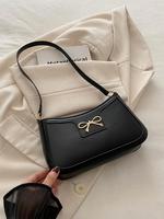 Women's Bow Decorated Shoulder Bag, Ladies Purse, Fashionable Solid Color Bag for Daily Used, Casual Trendy Versatile High-qu...