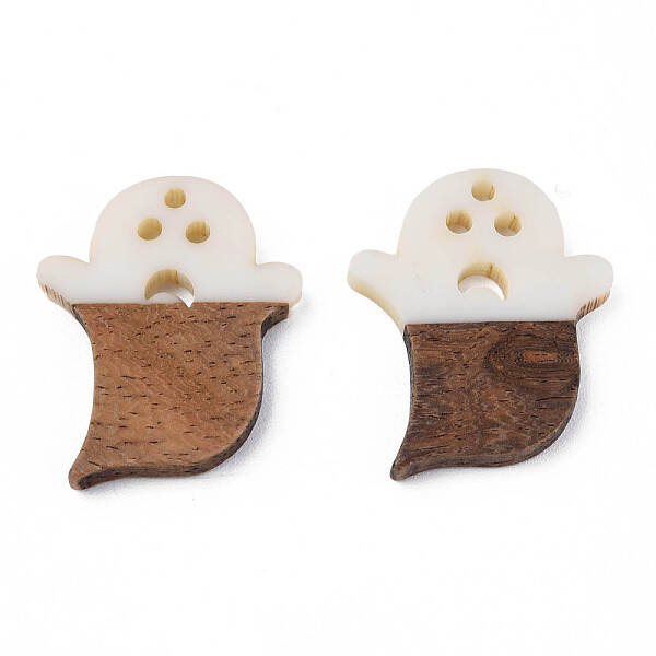 Halloween Theme Resin & Walnut Wood Pendants