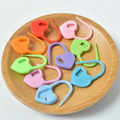 100pcs Random Color Colorful Heart Shaped Knitting Stitch Marker Ring, Lightweight Flexible Reusable Crochet Stitch Marker, C...