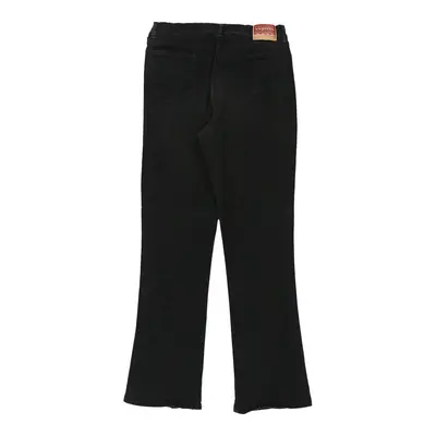 Wampum Flared Trousers - 32W UK 12 Black Cotton