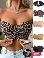 Women's Leopard Print Wireless Bra, Comfortable Breathable Detachable Padded Lingerie Top, Softness Lightweight Lingerie for ...