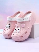 Women's Pink Cute Cartoon Decorated Clogs, Thick Bottom Slippers, Casual Comfortable Non-slip Clogs for Indoor Outdoor Wear, ...