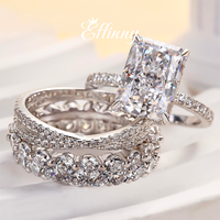 Effinny 4.0ct Radiant Cut 4PCS Wedding Ring Set for Women,5A Grade Cubic Zirconia Bridal Engagement Ring Set in Sterling Silv...