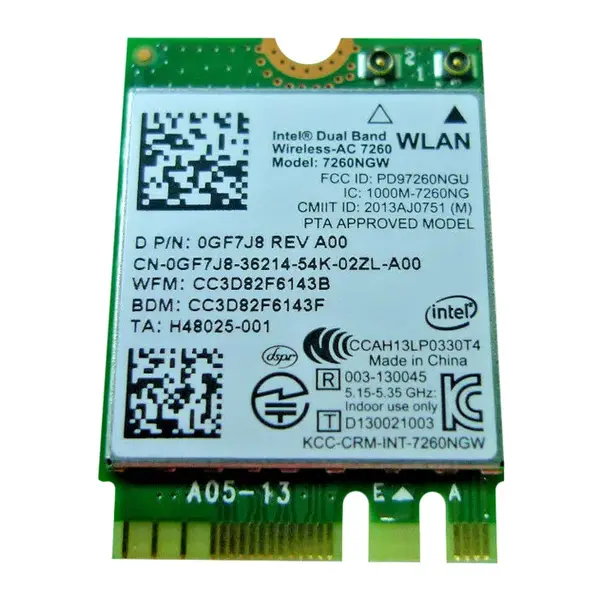 GF7J8 Dell Intel Wireless 7260 Wlan Wifi 802.11 Ac/a/b/g/n Bluetooth 4.0 Card