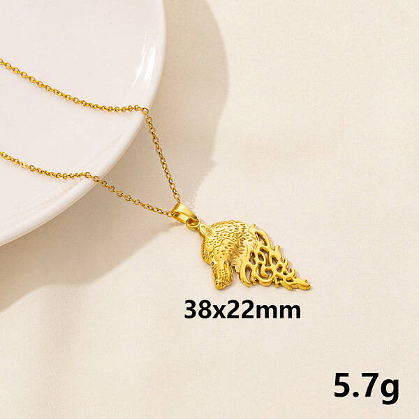 304 Stainless Steel Wolf Pendant Necklace