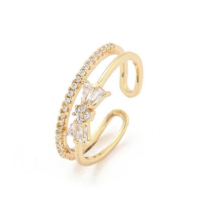 Brass Micro Pave Cubic Zirconia Cuff Rings