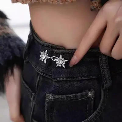 Star Design Buckle (1 Pair), Metal Waist Buckle, Detachable Seam-free Buttons, Sewing Accessories for Clothes