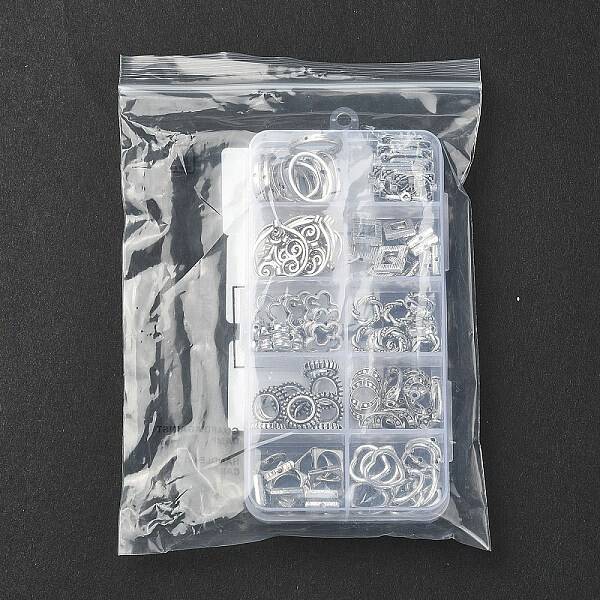 100Pcs 10 Styles Tibetan Style Alloy Bead Frames