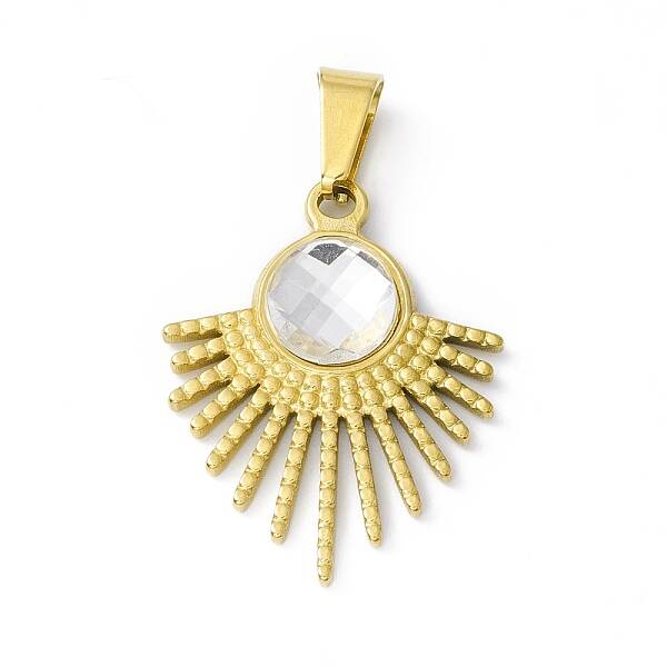 PVD Vacuum Plating 304 Stainless Steel Crystal Rhinestone Sun Pendant