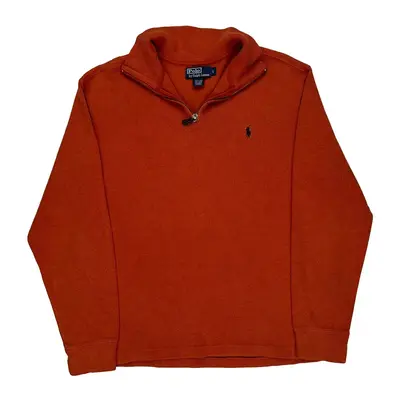 Polo By Ralph Lauren 1/4 Zip - Large Orange Cotton