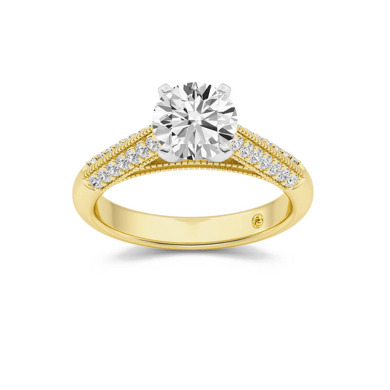 Storm Knife Edged Cathedral Round Lab Grown Diamond Engagement Ring | 14K Yellow Gold 3 3/4 CT. TW.