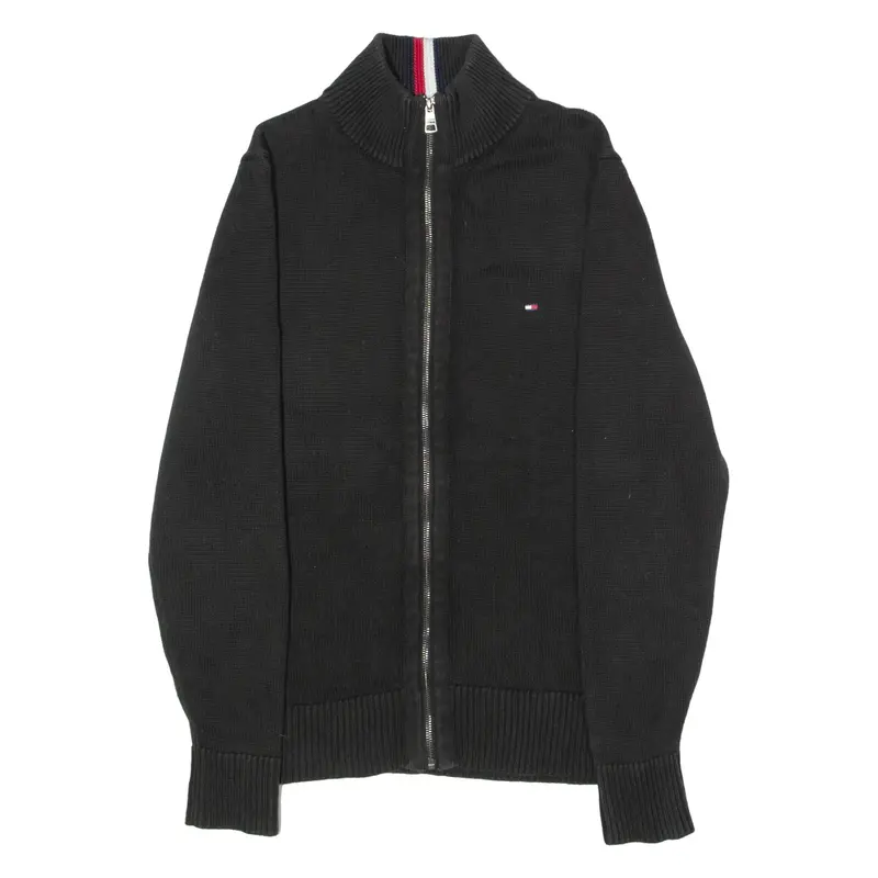 TOMMY HILFIGER Mens Jumper Black High Neck Tight Knit M