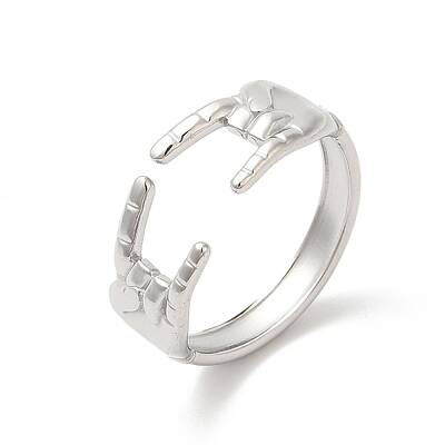 Non-Tarnish 304 Stainless Steel Hands Open Cuff Rings for Women