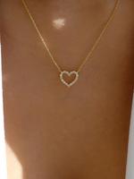 Elegant Rhinestone Heart Shaped Design Pendant Necklace for Women, Stainless Steel Jewelry for Gift, Fashionable Accessories ...
