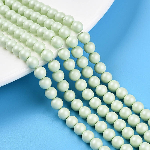 Baking Painted Pearlized Glass Pearl Bead Strands