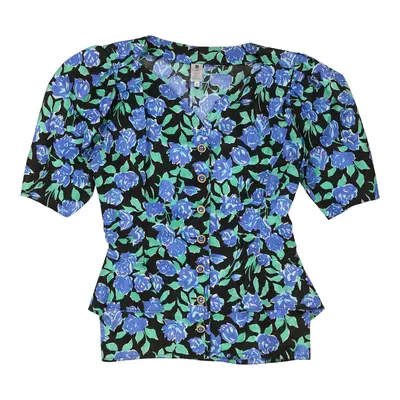 Ungaro Floral Blouse - Small Blue Acetate | Size: small