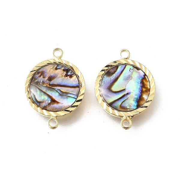 Brass Pave Natural Paua Shell Connector Charms