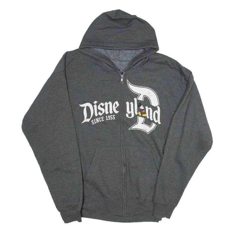 DISNEY Disneyland Mickey Mouse Hoodie Grey Full Zip Mens L