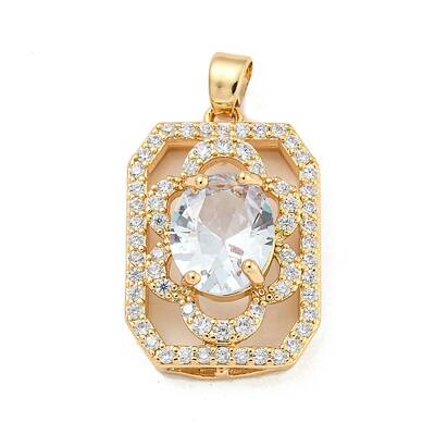 Brass Micro Pave Clear Cubic Zirconia Pendants