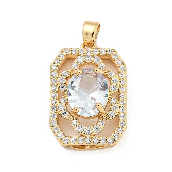 Brass Micro Pave Clear Cubic Zirconia Pendants