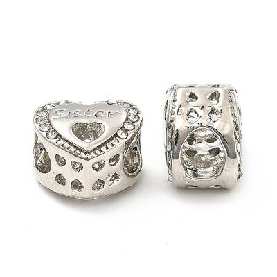 Rack Plating Alloy Rhinestone European Beads