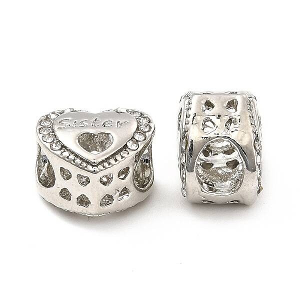 Rack Plating Alloy Rhinestone European Beads