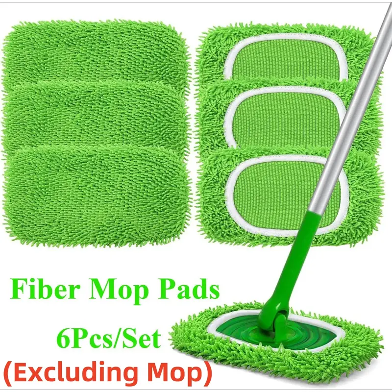 6 Reusable Ultra-fine Fiber Mop Pads(Mop Not Included),Compatible with Swiffer Sweeping Mop,Durable, Absorbent, Affordable,Wa...