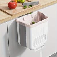 Foldable Kitchen Cabinet Door Hanging Trash Can, 1 Count Wall Mounted Trash Can, Kitchen Garbage Can, Kitchen Storage Box, Ki...