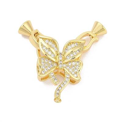 Brass Micro Pave Clear Cubic Zirconia Fold Over Clasps