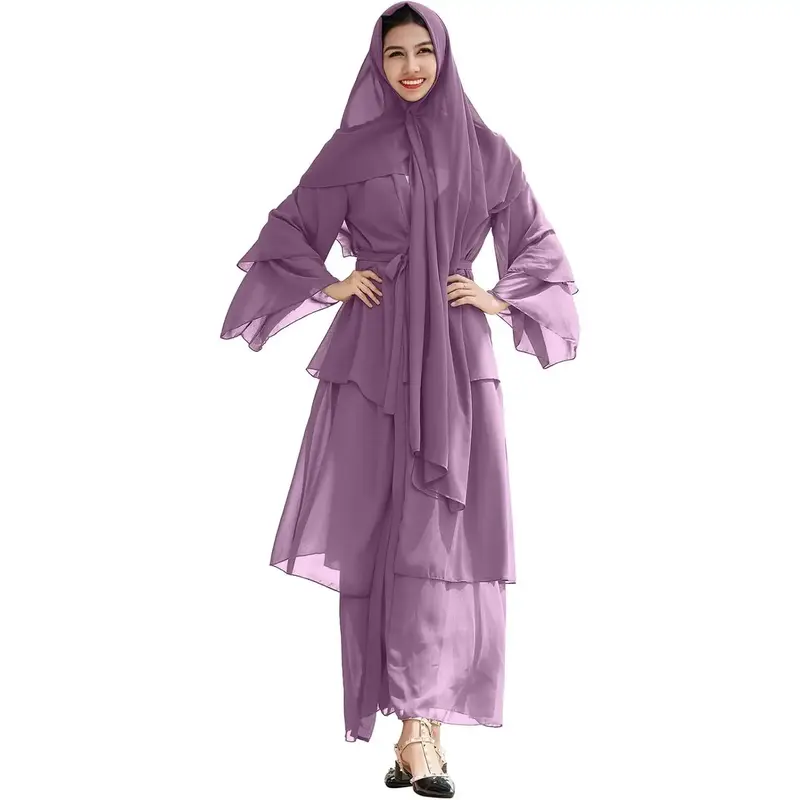 Abayas for Women – Muslim Abaya Long Sleeve Maxi Dress – Loose Full Cover Islamic Dubai Cardigan Clothes with Hijab – S...