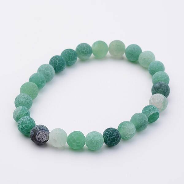 Natural Weathered Agate Stretch Beads Bracelets