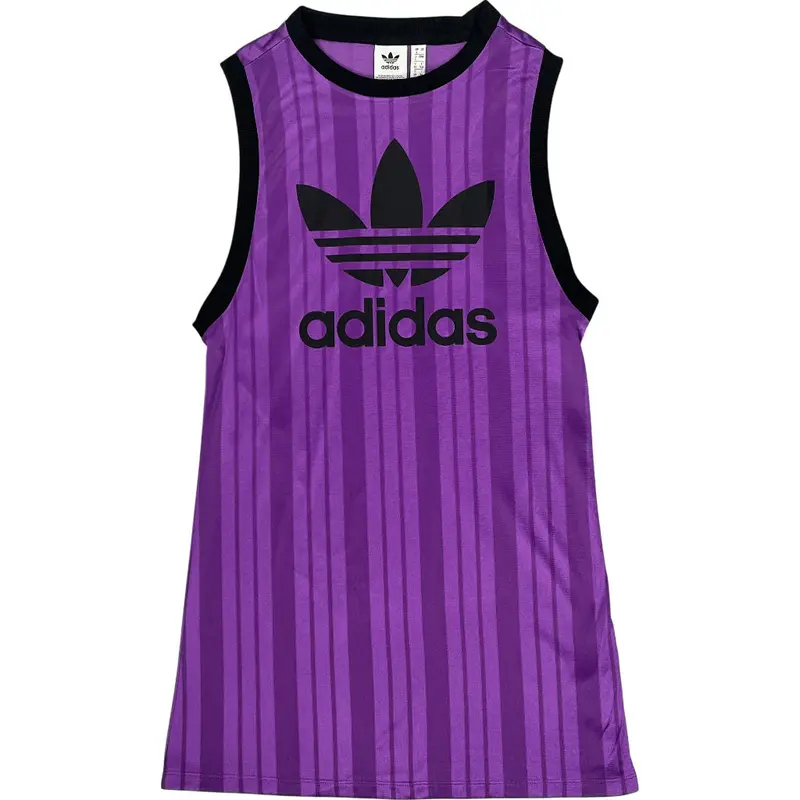 Adidas Trefoil Sleeveless Striped Top - XS - Purple Polyester