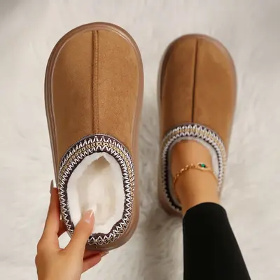 Women's Cozy Slippers Plush Lined Non-Slip Thick Sole Short Ankle Slippers