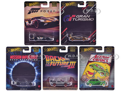 Pop Culture 2025 5 piece Set L Premium Series Diecast Model Cars by Hot Wheels