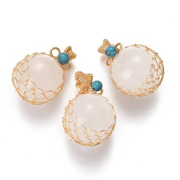 Natural Quartz Crystal & Turquoise Pendants