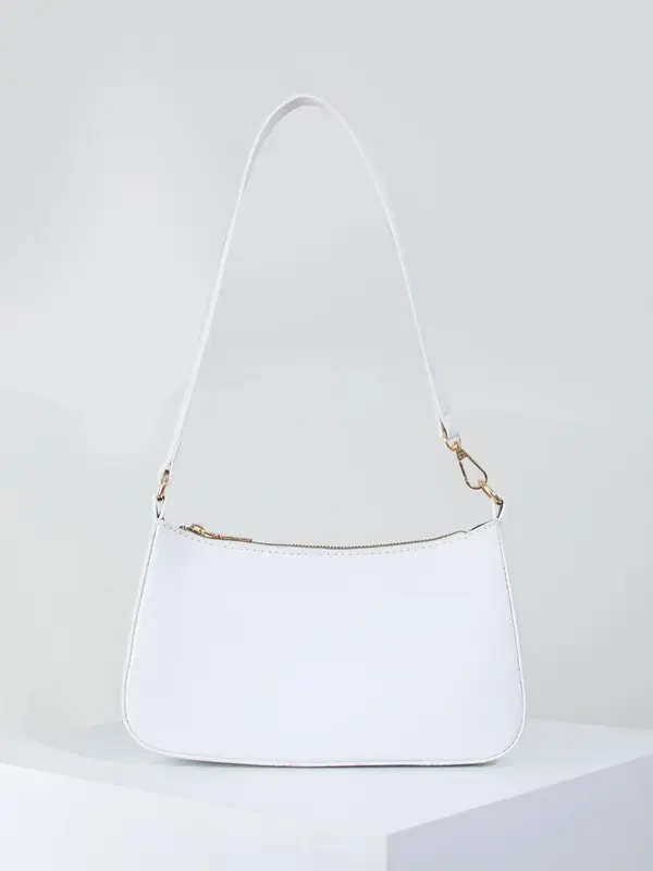 Women's Simple Style Plain Color Shoulder Bag, Fashionable PU Leather Zipper Shoulder Clutch for Daily & Work Use, Casual Tre...