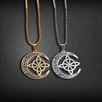 Witch knot moon necklace silver hollow cross knot box chain daily match
