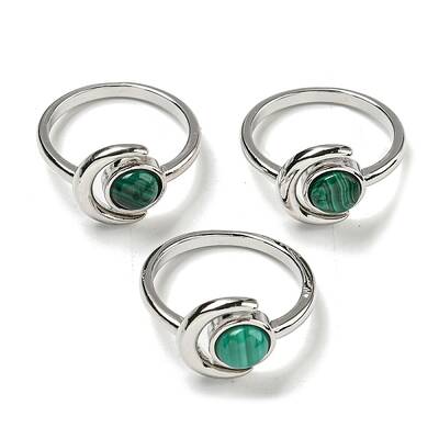 Natural Malachite Adjustable Rings