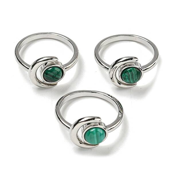 Natural Malachite Adjustable Rings