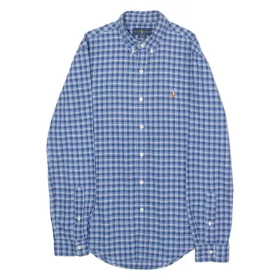RALPH LAUREN Slim Fit Mens Shirt Blue Check Long Sleeve S