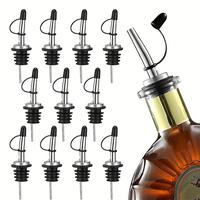 Stainless Steel Liquor Bottle Pourers, 4/6/8/12pcs Vinegar Tapered Stopper Spout, Summer Essentials Rubber Dust Caps for Kit...